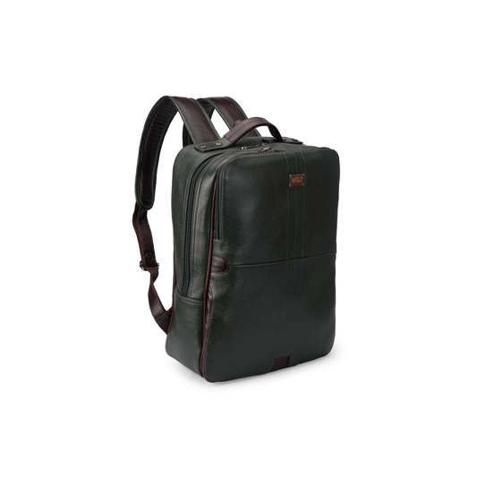 Wild Caribou Genuine Leather Laptop Backpack – Stylish Unisex Travel & Office Bag for 18" Laptops (Blue, Black, Green, Brown, Tan)