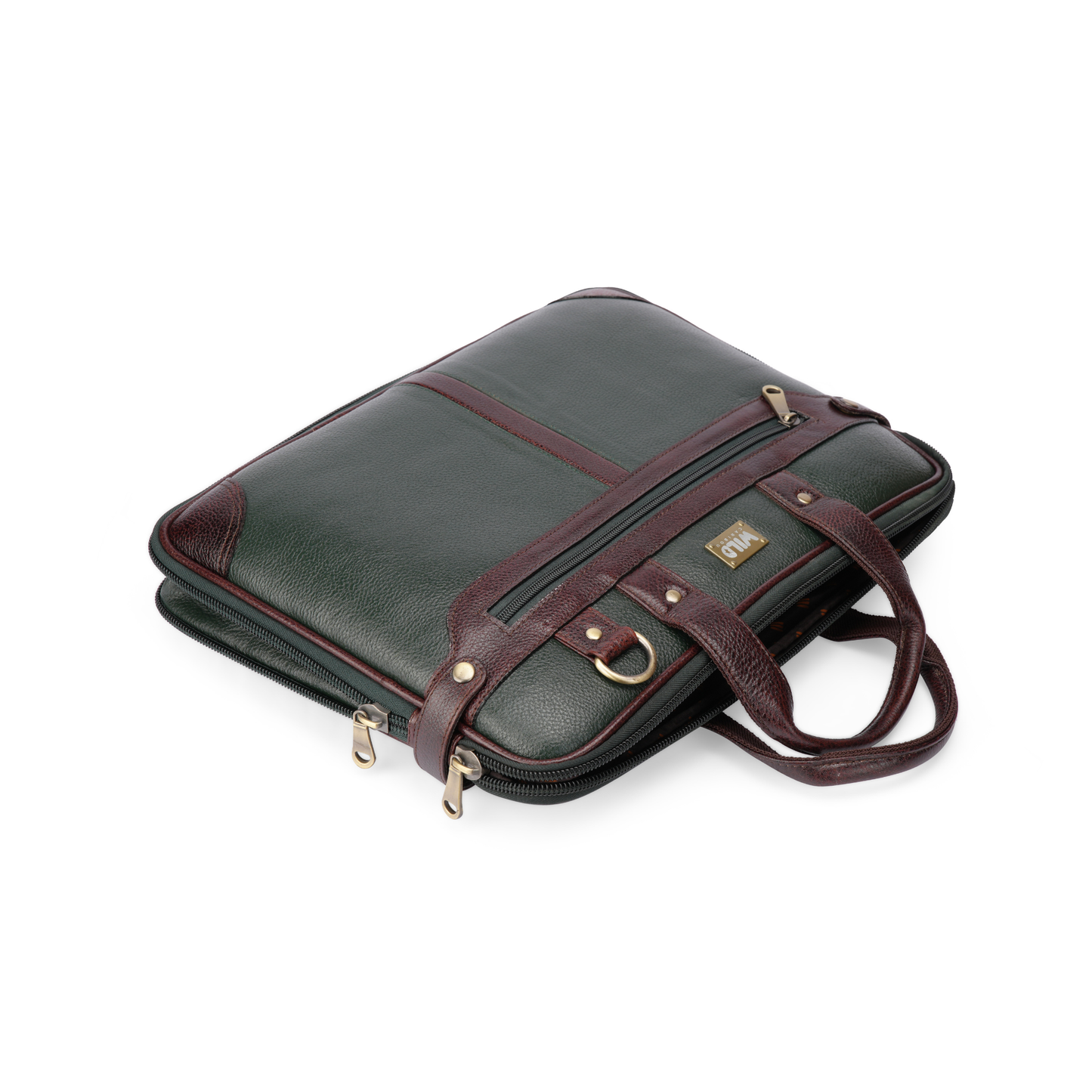 Wild Caribou 15-Inch Genuine Leather Laptop Bag – Unisex Office & Travel Companion (Blue, Black, Green, Brown, Tan)