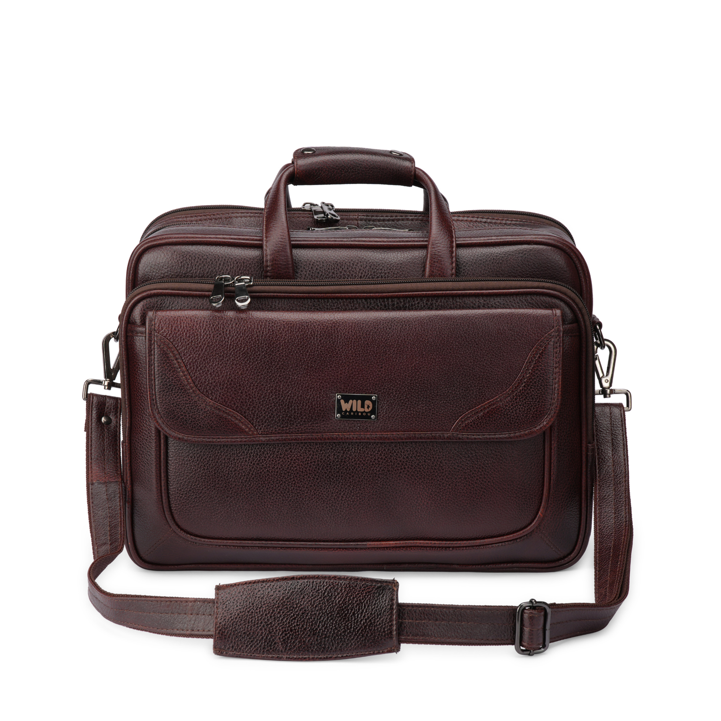 Wild Caribou Genuine Leather Travel Bag with Laptop Compartment – Men’s 18-Inch Duffel (Black, Brown, Tan)