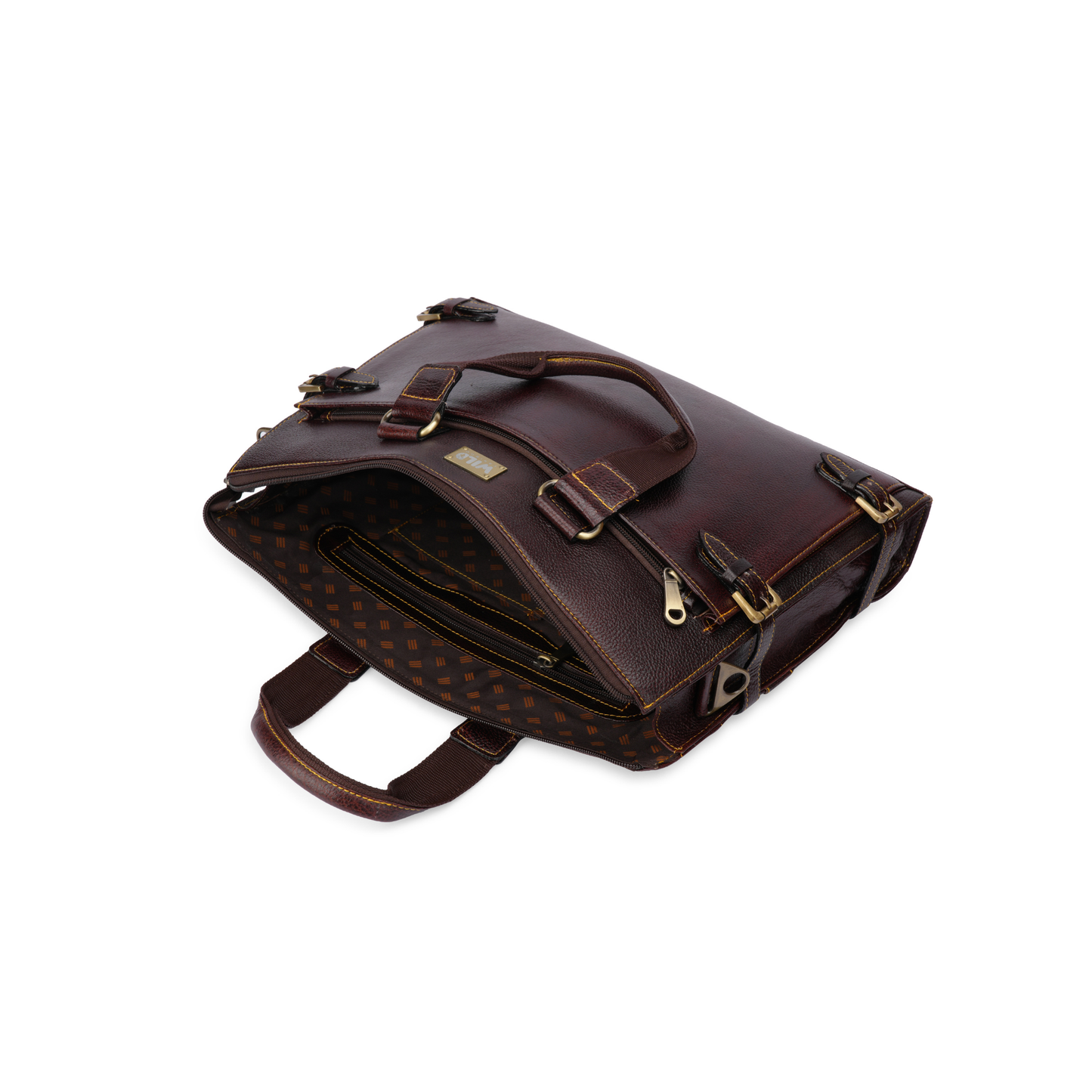 Wild Caribou 4-Buckle Leather Laptop Bag for Men – 18" Genuine Leather Office & Casual Carry (Blue, Black, Brown, Tan)