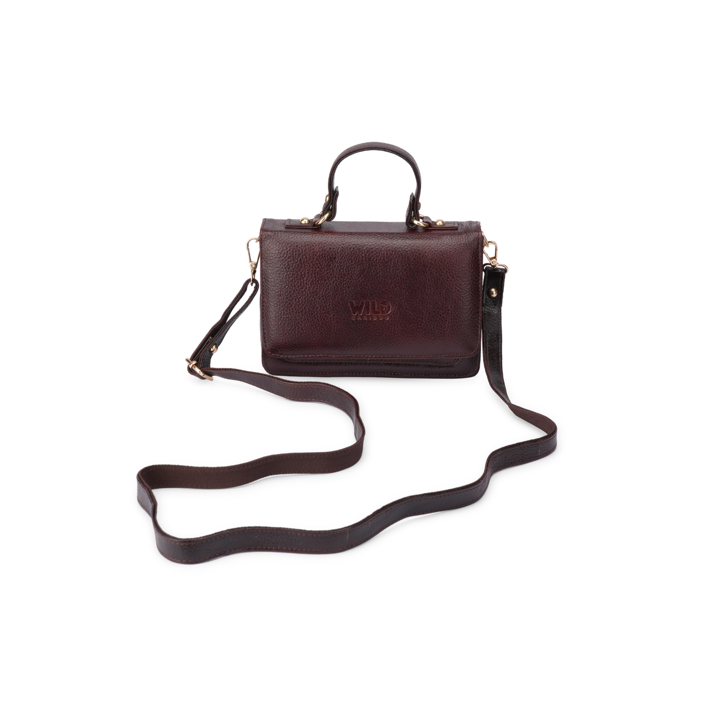 Wild Caribou Genuine Leather Ladies Handbag – Compact Everyday Sling for Women & Girls (Red, Blue, Green, Black, Brown, Tan)