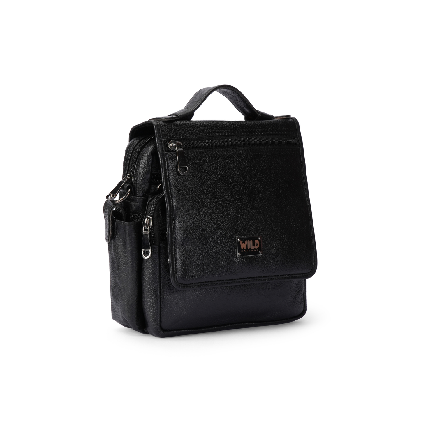 Wild Caribou Multipurpose Leather Sling Bag with Mobile Holder – Unisex Travel & Casual Organizer (Blue, Black, Brown, Tan)