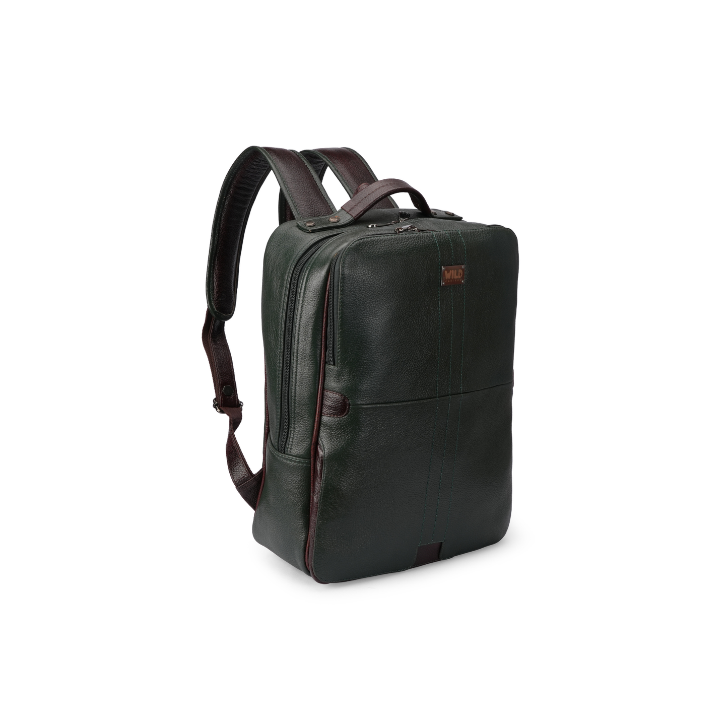 Wild Caribou Genuine Leather Laptop Backpack – Stylish Unisex Travel & Office Bag for 18" Laptops (Blue, Black, Green, Brown, Tan)