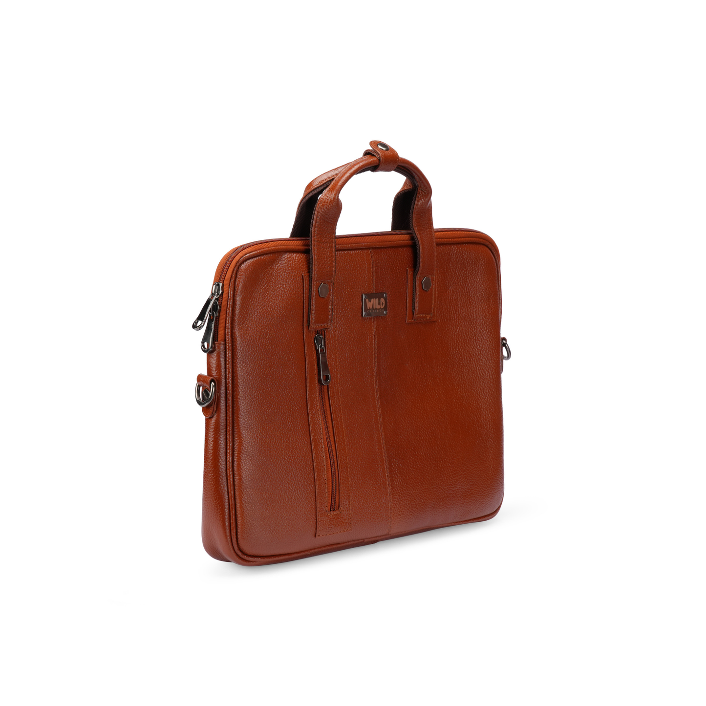 Wild Caribou 18-Inch Genuine Leather Laptop Bag – Slim Office & Casual Handbag (Tan, Black, Brown, Blue, Green)