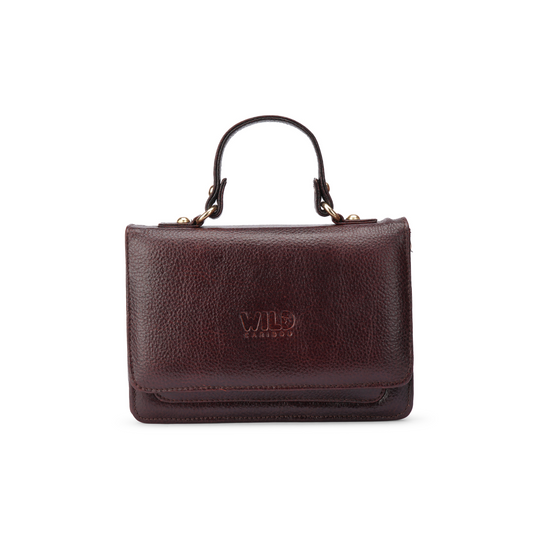 Wild Caribou Genuine Leather Ladies Handbag – Compact Everyday Sling for Women & Girls (Red, Blue, Green, Black, Brown, Tan)