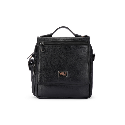 Wild Caribou Multipurpose Leather Sling Bag with Mobile Holder – Unisex Travel & Casual Organizer (Blue, Black, Brown, Tan)