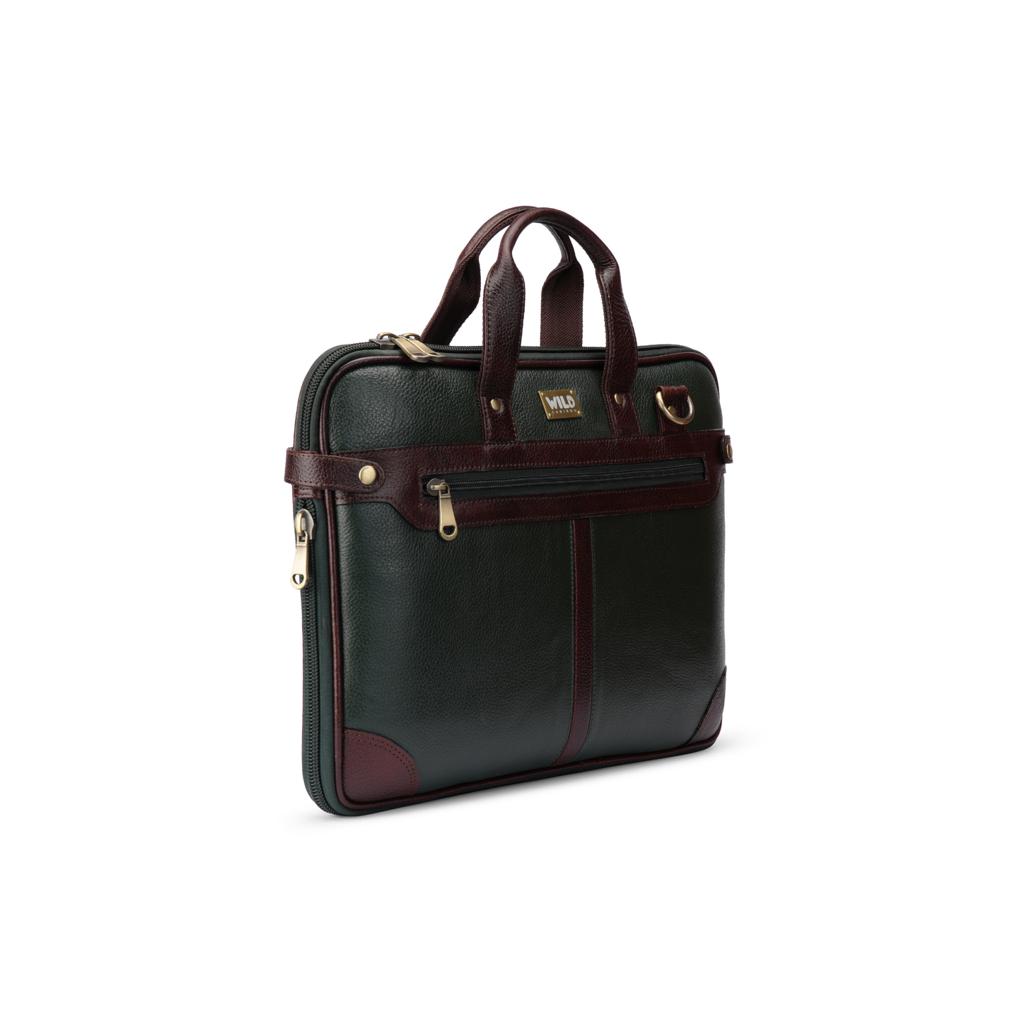 Wild Caribou 15-Inch Genuine Leather Laptop Bag – Unisex Office & Travel Companion (Blue, Black, Green, Brown, Tan)