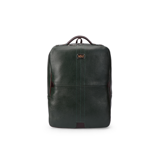 Wild Caribou Genuine Leather Laptop Backpack – Stylish Unisex Travel & Office Bag for 18" Laptops (Blue, Black, Green, Brown, Tan)