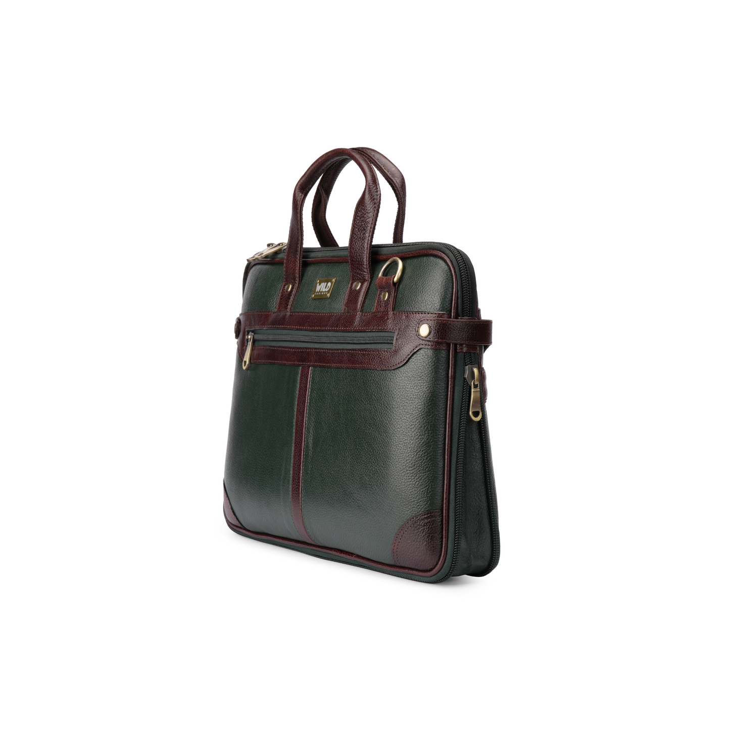 Wild Caribou 15-Inch Genuine Leather Laptop Bag – Unisex Office & Travel Companion (Blue, Black, Green, Brown, Tan)